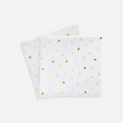 Lot de 2 maxi langes imprimés, en gaze de coton, SCACCO LA REDOUTE INTERIEURS
