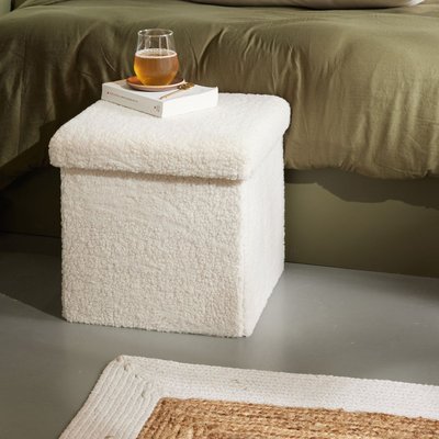 Pouf coffre carré en tissu bouclette MOKA TODAY
