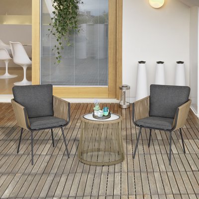 Ensemble salon de jardin 2 places 3 pièces style colonial OUTSUNNY
