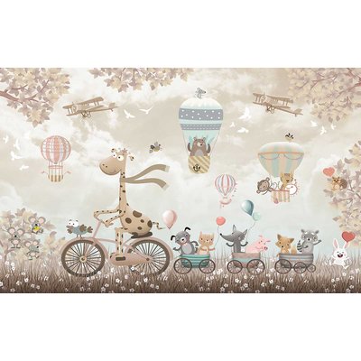 Tableau enfant girafe à velo - 80x50 cm HEXOA