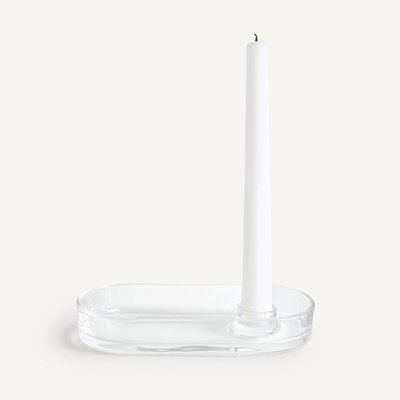Lote de dos candelabros ovalados de cristal, Sila AM.PM