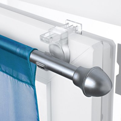 Lot de supports à serrer transparents pour tringle à rideau et vitrage MADECOSTORE
