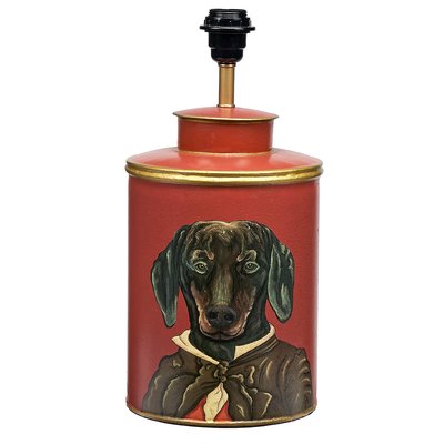 Dachshund Design Red Hand Painted Metal Table Lamp Base SO'HOME