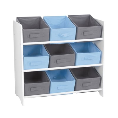 Meuble 9 Panières Pour Enfant Bleu Gris DECORATIE