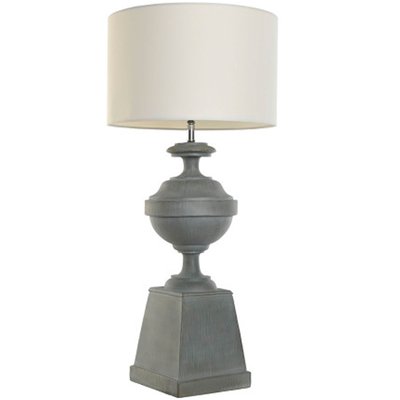 Lampe à poser classique grise et abat-jour blanc 35.5x35.5x79cm WADIGA