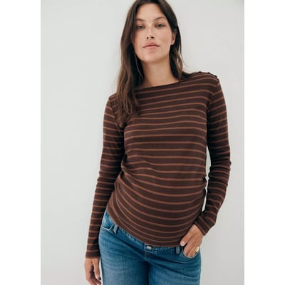 T-shirt rayures col bateau MANGO