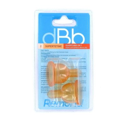 Lot de 2 tétines caoutchouc pour liquide épais 2ème âge DBB REMOND