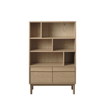 Bibliothèque 6 niches, 2 portes en bois H140cm - CLANE DRAWER
