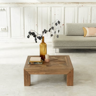 Table basse en bois de teck recyclé 80 cm  CARGO BERAH GETAH