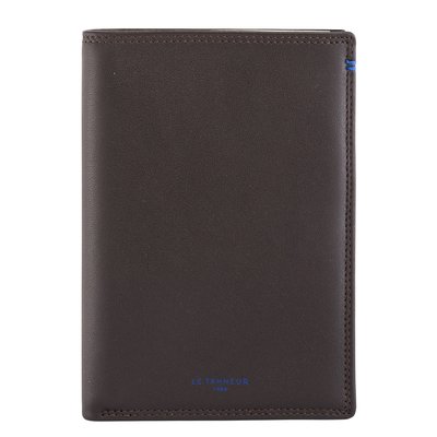 Portefeuille vertical zippé 2 volets grand en cuir lisse MARTIN LE TANNEUR