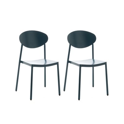 Chaise de jardin japandi empilable en aluminium (lot de 2) - COQUELICOT AMADEUS