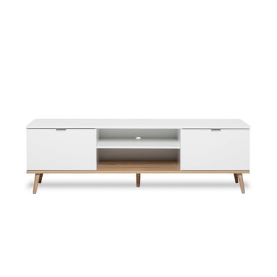 Meuble TV 2 Portes 2 Niches L160 cm - COPENHAGUE CALICOSY