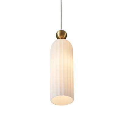 Suspension cylindre verre opale - LEONORA KOSILUM