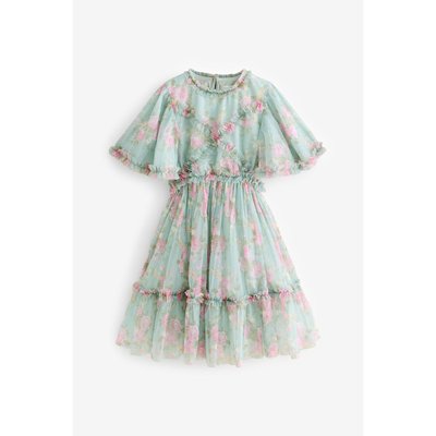 Robe de soirée ajourée en mesh imprimée NEXT
