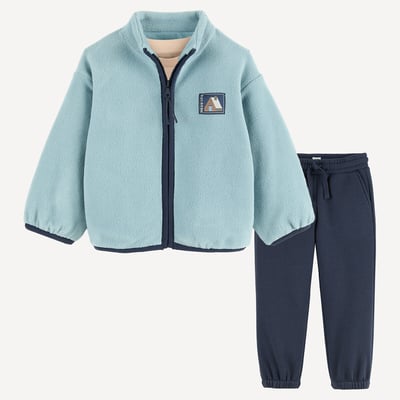3-Piece Zip-Up Fleece, Long Sleeve T-Shirt and Joggers Outfit LA REDOUTE COLLECTIONS