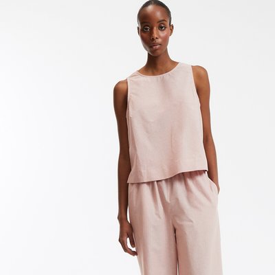 Top direito às riscas de cavas, gola redonda LA REDOUTE COLLECTIONS