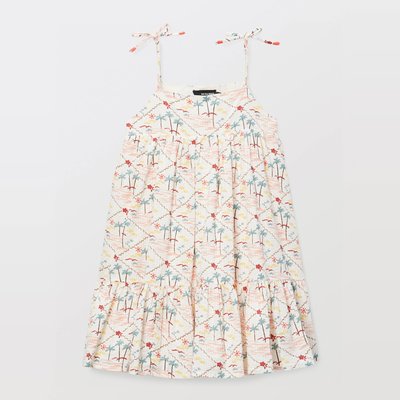 Robe courte à bretelles imprimée en coton MONOPRIX