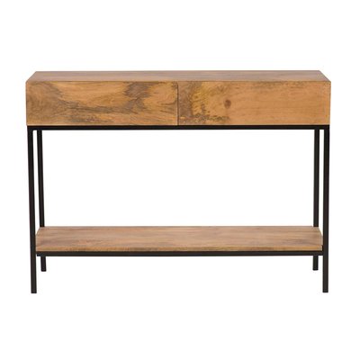 Console industrielle avec rangements 2 tiroirs en bois manguier massif et métal noir L110 cm YPSTER MILIBOO