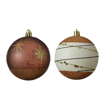 Boules de Noël blanches et marron à paillettes (boîte de 4) PIER IMPORT