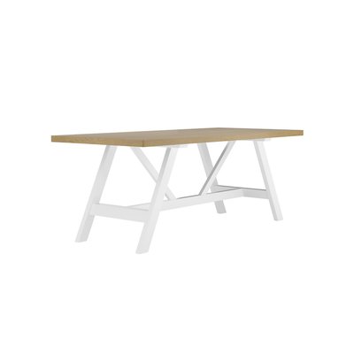 Adelaide Contemporary Oak Veneer Farmhouse Trestle Dining Table (Seats 8) SO'HOME