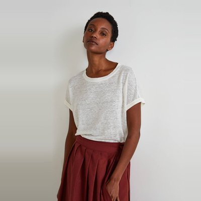 T-shirt col rond en lin jersey MONOPRIX