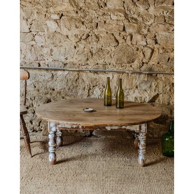 Table basse ovale en bois Léonie N°947 - Bon état DEBONGOUT
