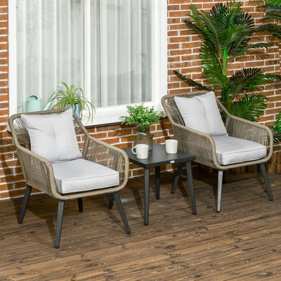 Ensemble bistro de jardin 2 places 3 pièces style contemporain OUTSUNNY