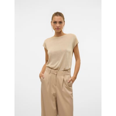 T-shirt col rond pailleté, manches courtes VERO MODA