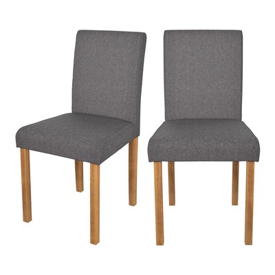 Lot de 2 chaises en tissu et pieds en bois d'hévéa - HAVANE RENDEZ-VOUS DÉCO