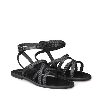 Босоножки плетеные из кожи LA REDOUTE COLLECTIONS