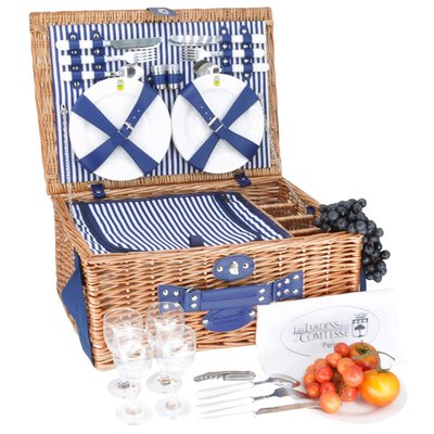 Panier pique-nique en osier Fontainebleau 4 pers LES JARDINS DE LA COMTESSE