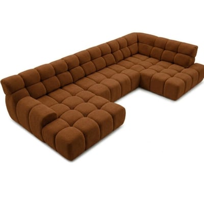 Canapé d'angle convertible 4 places en tissu texturé, ANDRE BOBOCHIC