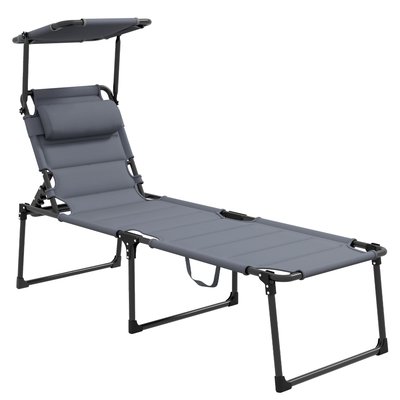 Bain de soleil inclinable pliable matelassé avec pare-soleil tétière OUTSUNNY