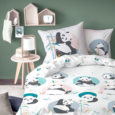 Parure de lit imprimée 100% coton, PANDA MATT ET ROSE