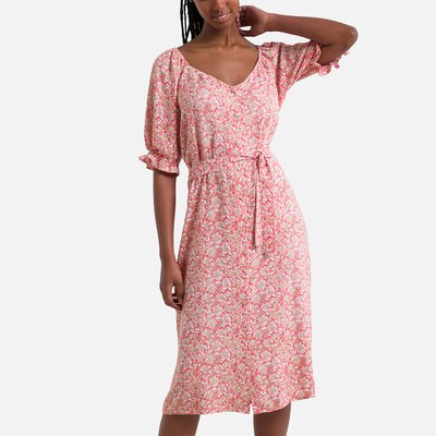 Robe évasée, encolure v, manches courtes, imprimée VERO MODA