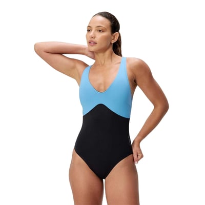 Maillot de bain 1 pièce col V motif/style blocs de couleurs SPEEDO