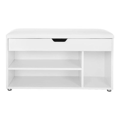 Banc à chaussures 3 compartiments et 1 espace coffre avec assise confortable - H44 cm CALICOSY