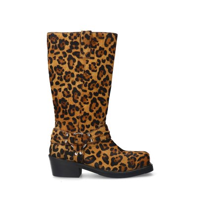 Bottes motardes en cuir léopard SACHA