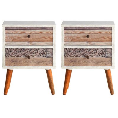 Chevet en aggloméré 2 tiroirs Malmo (Lot de 2) HANAH HOME