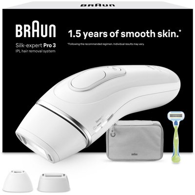 Epilateur lumière pulsée IPL PL3122 Silk-expert pro 3, 2 têtes, 1 rasoir Gillette Venus, pochette BRAUN