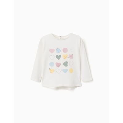 T-shirt en coton à manches longues avec cœurs imprimés ZIPPY