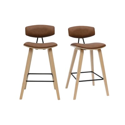 Tabourets de bar design marron et bois clair H69 cm (lot de 2) VASCO MILIBOO