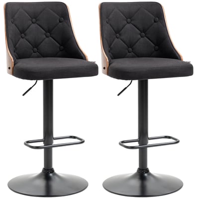 Tabouret de bar Lin polyester Noir HOMCOM