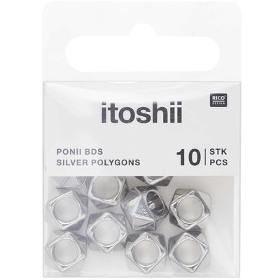 Itoshii pack 10 perles ponii polygone couleur argent RICO DESIGN