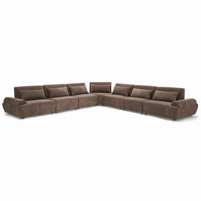 Canapé modulable d'angle 7 places en tissu avec coussins dossier ajustable, CALLISTO OVIALA