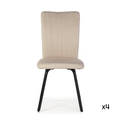 Lot de 4 chaises en tissu avec pieds en métal noir L47,5 cm - PRETTY CALICOSY