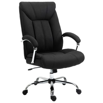 Chaise de bureau Lin (100% polyester) Noir HOMCOM