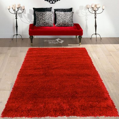 Tapis shaggy fait main motif uni MALAIDORY UN AMOUR DE TAPIS