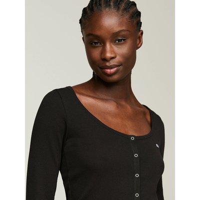 Cotton Buttoned T-Shirt with Long Sleeves TOMMY JEANS