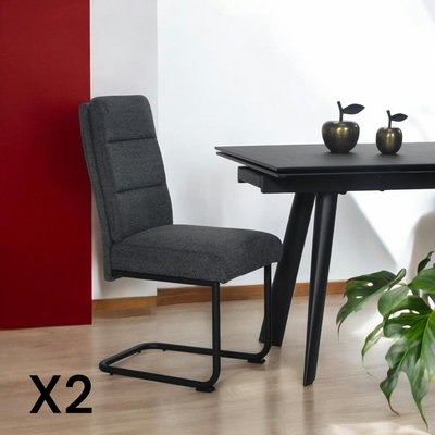 Chaise à dossier haut en tissu anthracite (lot de 2) LOMBARDIE PIER IMPORT